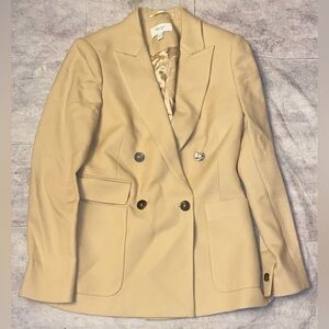 REISS Larsson Wool Blend Double Breasted Pant Suit Jacket Blazer Camel Coat 4